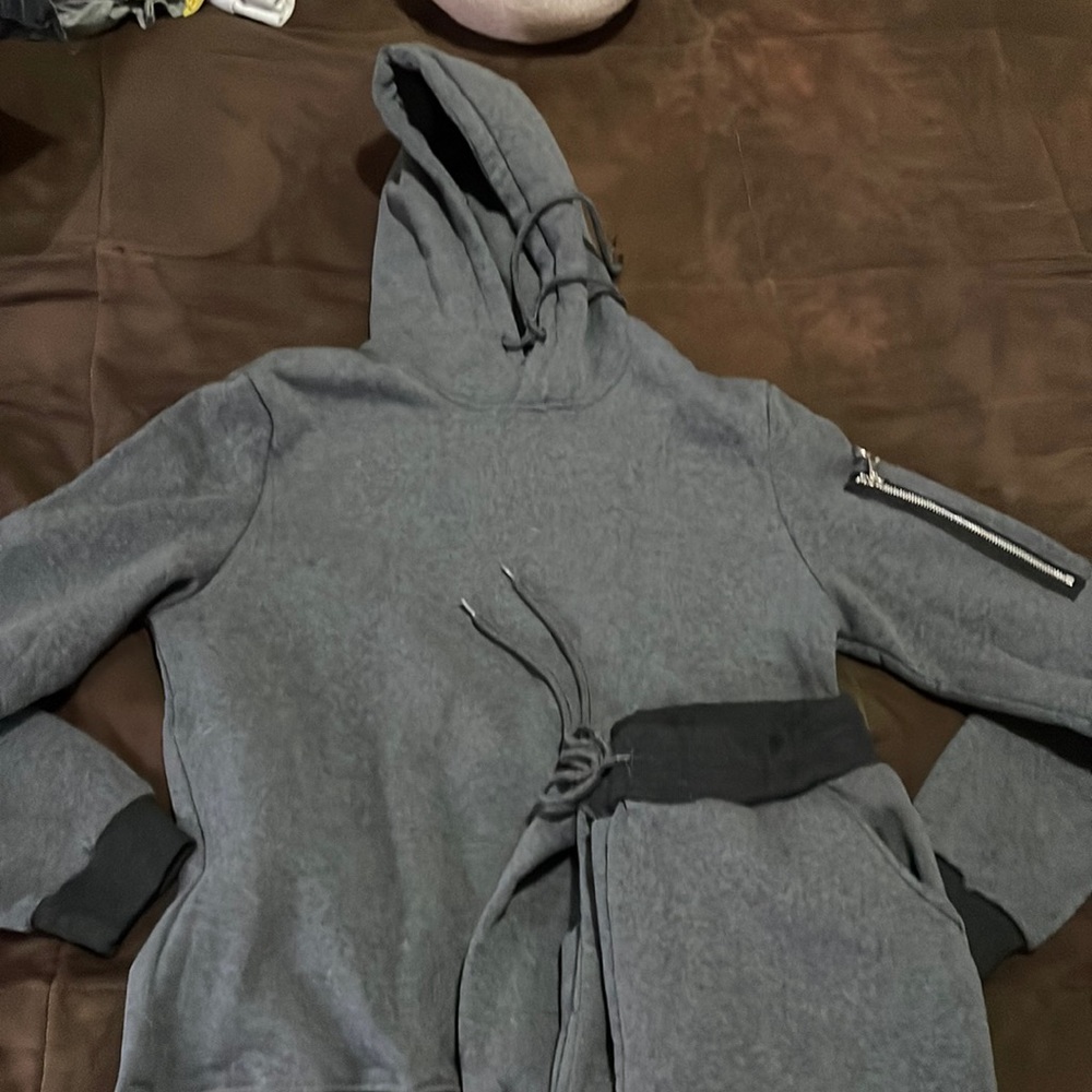 Grey Hoodie and Sweatpants Set